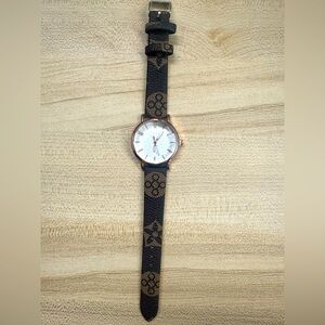 Brown Patterned Watch with Black Strap